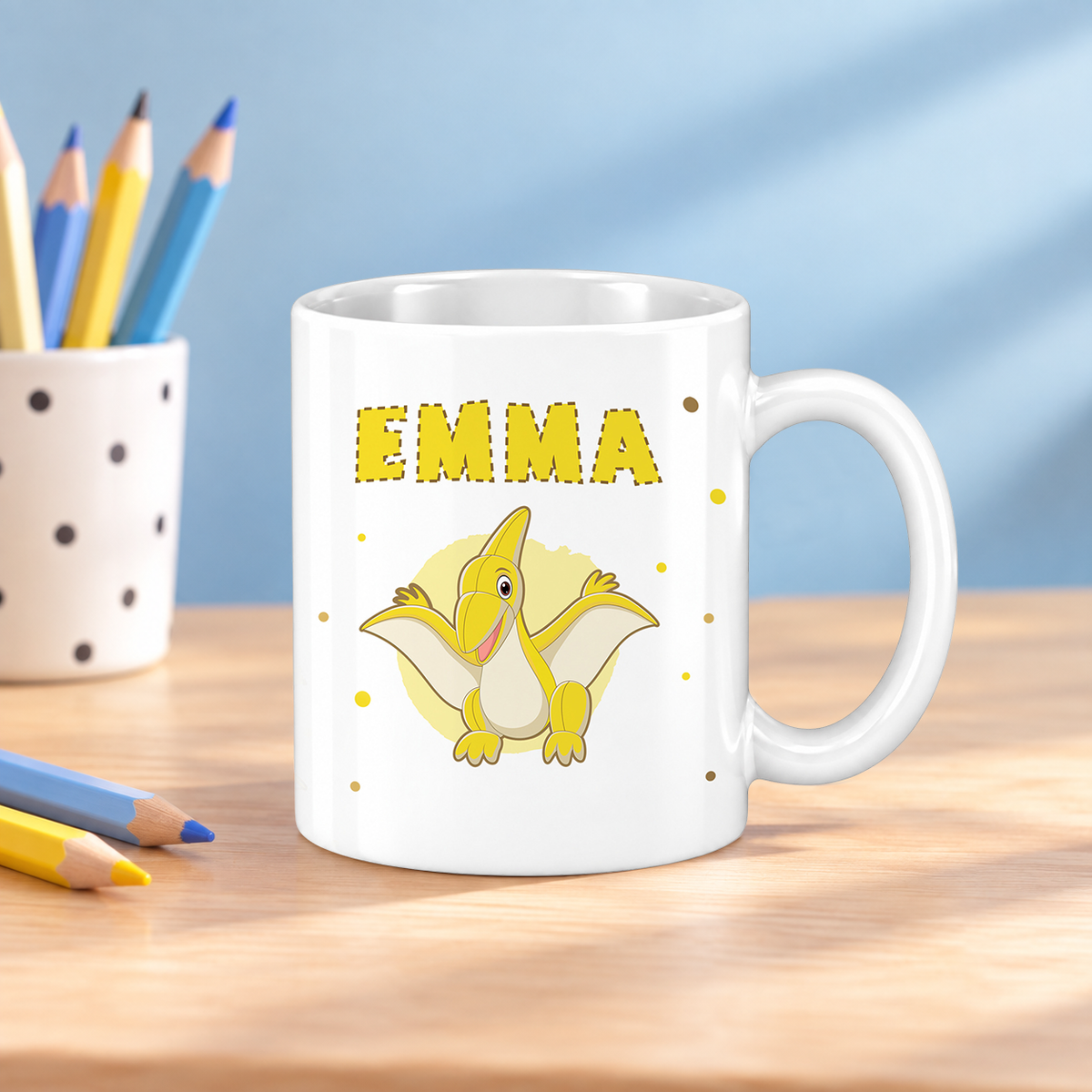 Keramik Tasse mit Namen | Dino 5 | Pteranodon