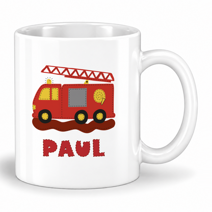 Keramik Tasse mit Namen | Feuerwehr