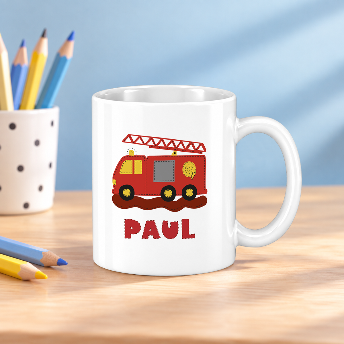 Keramik Tasse mit Namen | Feuerwehr