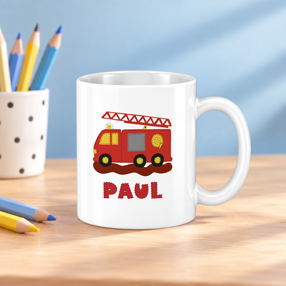 Keramik Tasse mit Namen | Feuerwehr