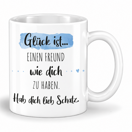 Keramik Tasse mit Namen | Glück ist einen Freund wie dich zu haben
