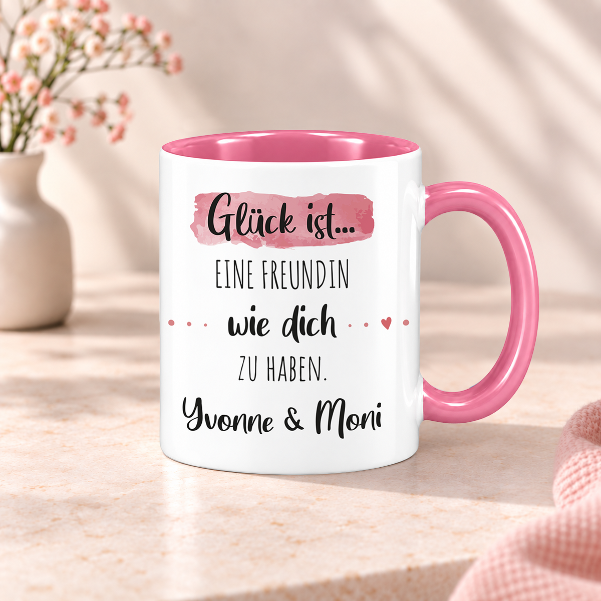 Keramik Tasse mit Namen | Glück ist eine Freundin wie dich zu haben