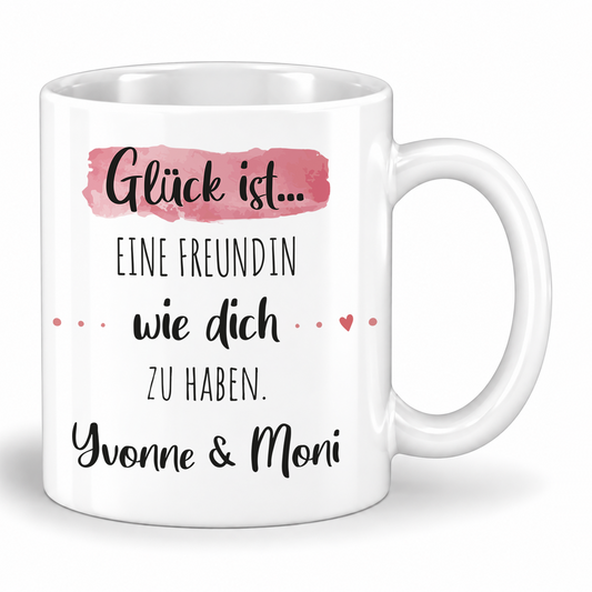 Keramik Tasse mit Namen | Glück ist eine Freundin wie dich zu haben