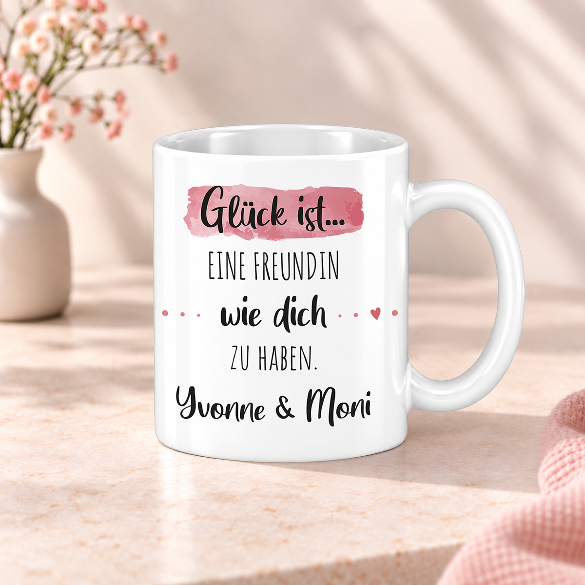 Keramik Tasse mit Namen | Glück ist eine Freundin wie dich zu haben
