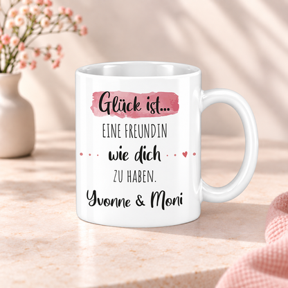 Keramik Tasse mit Namen | Glück ist eine Freundin wie dich zu haben