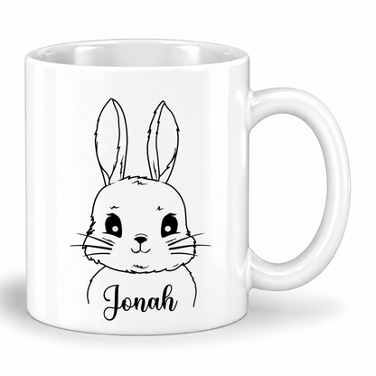 Keramik Tasse mit Namen | Hasen Junge