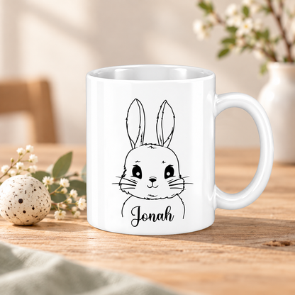Keramik Tasse mit Namen | Hasen Junge