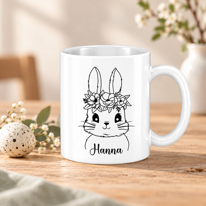 Keramik Tasse mit Namen | Hasen Mädchen