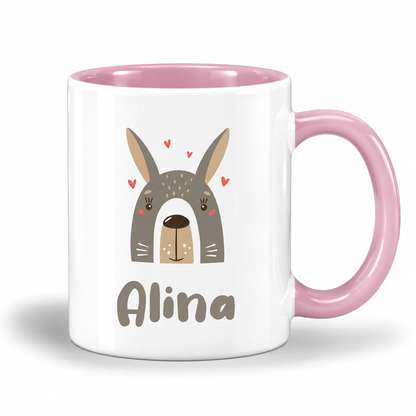 Keramik Tasse mit Name | Hase