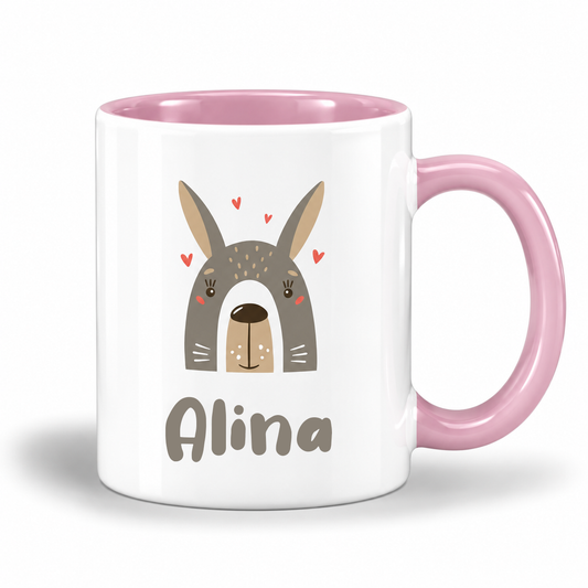 Keramik Tasse mit Name | Hase