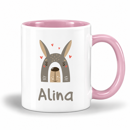 Keramik Tasse mit Name | Hase