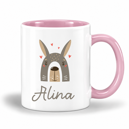 Keramik Tasse mit Name | Hase