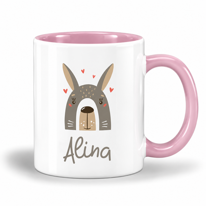 Keramik Tasse mit Name | Hase