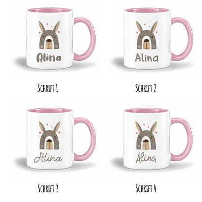 Keramik Tasse mit Name | Hase