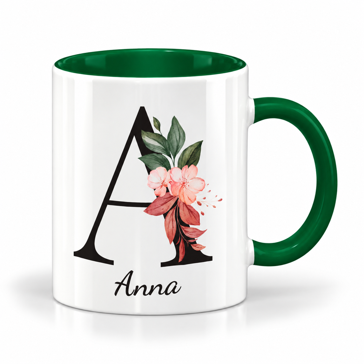 Keramik Tasse mit Namen | Buchstabe Kirschblüte