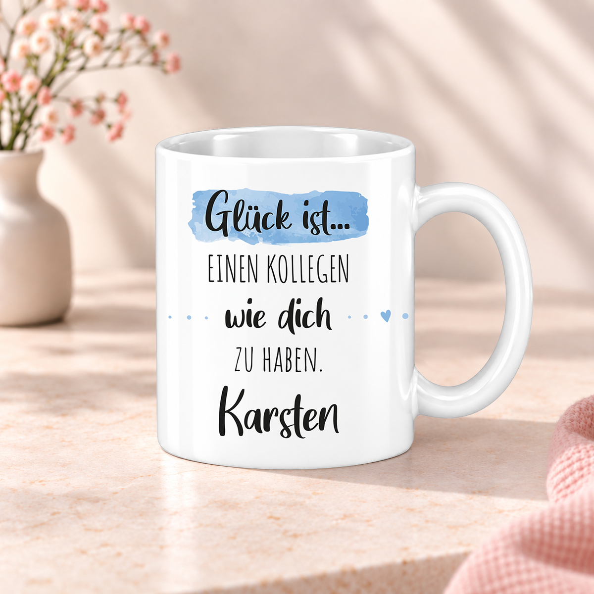 Keramik Tasse mit Namen | Glück ist einen Kollegen wie dich zu haben