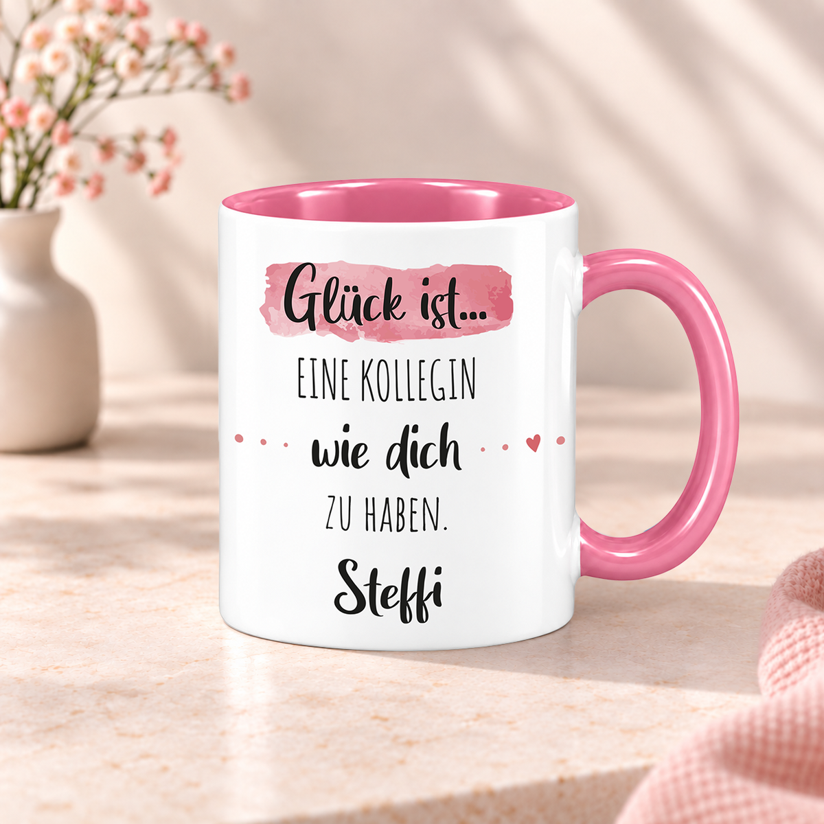 Keramik Tasse mit Namen | Glück ist eine Kollegin wie dich zu haben