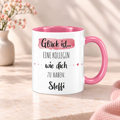 Keramik Tasse mit Namen | Glück ist eine Kollegin wie dich zu haben