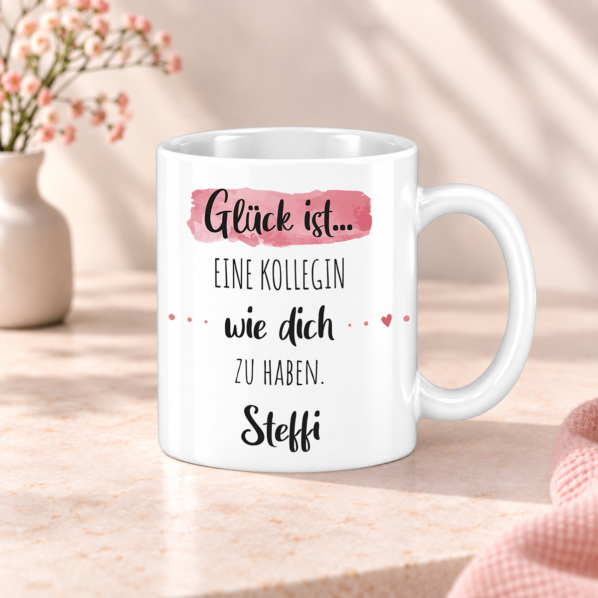 Keramik Tasse mit Namen | Glück ist eine Kollegin wie dich zu haben