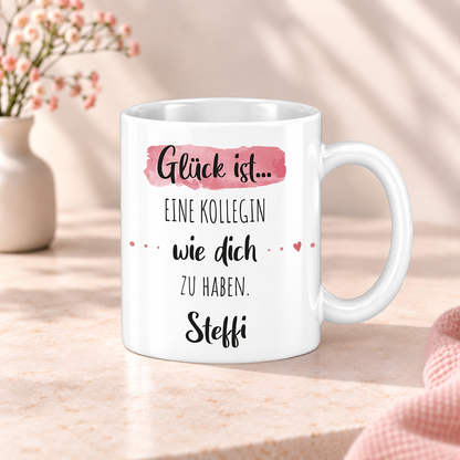 Keramik Tasse mit Namen | Glück ist eine Kollegin wie dich zu haben