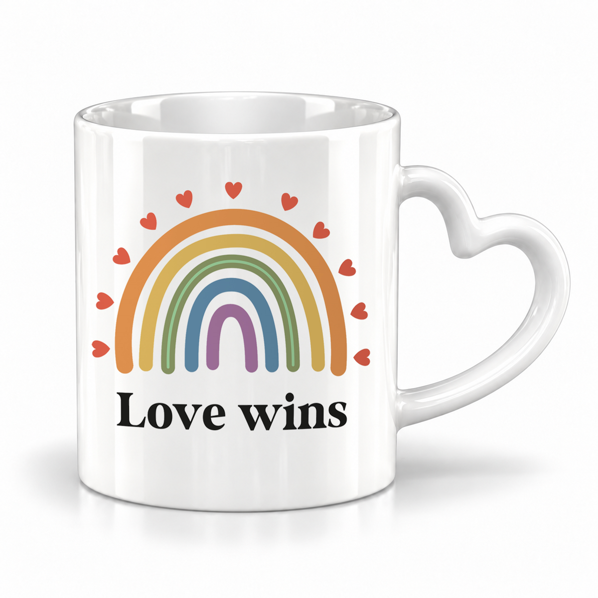 Keramik Herzhenkel Tasse | Love wins