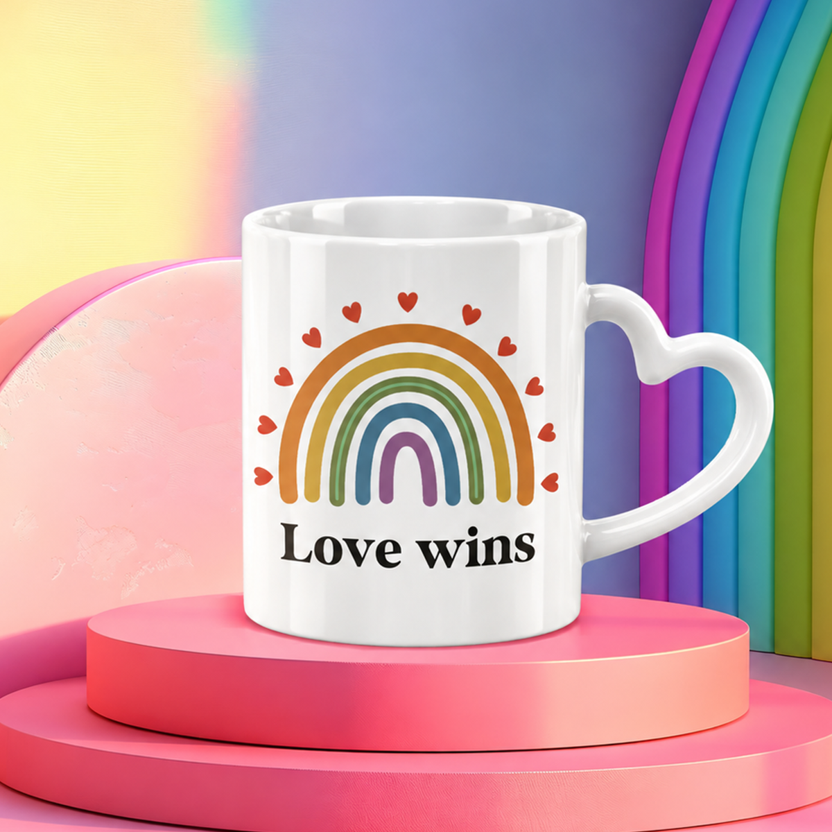 Keramik Herzhenkel Tasse | Love wins