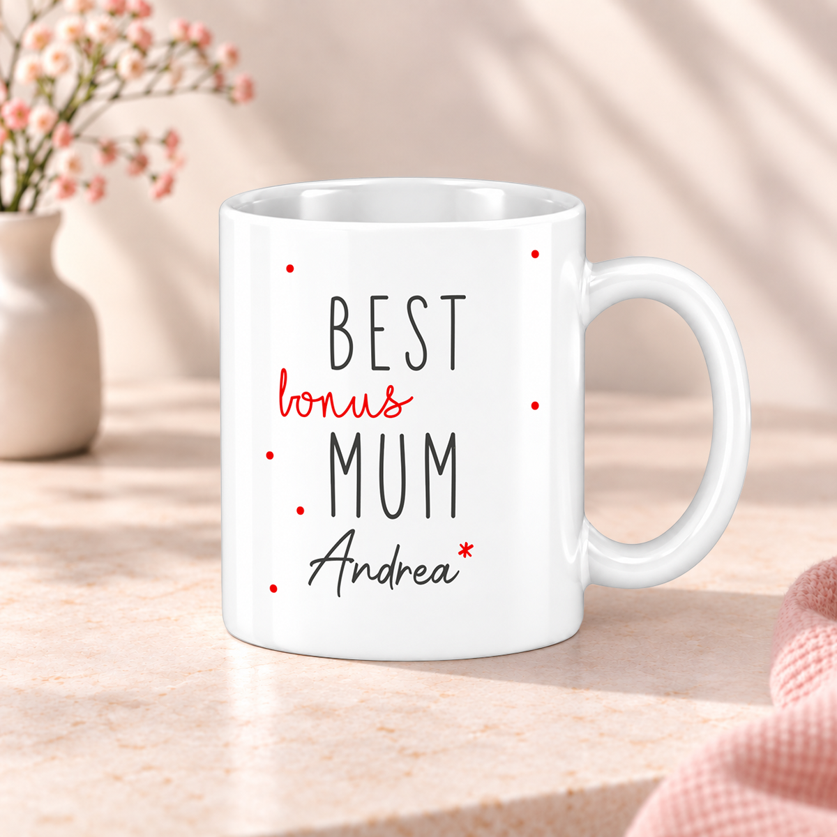 Keramik Tasse mit Name | Best (Bonus) Mum