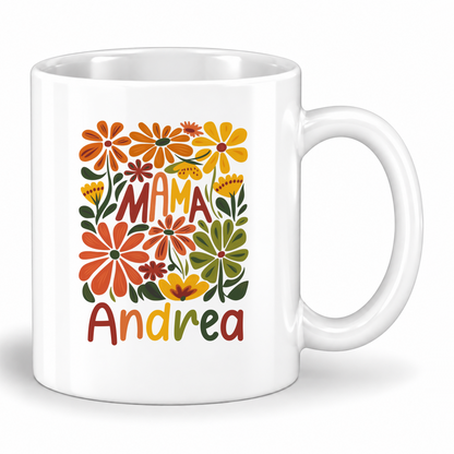 Keramik Tasse mit Name | MAMA floral