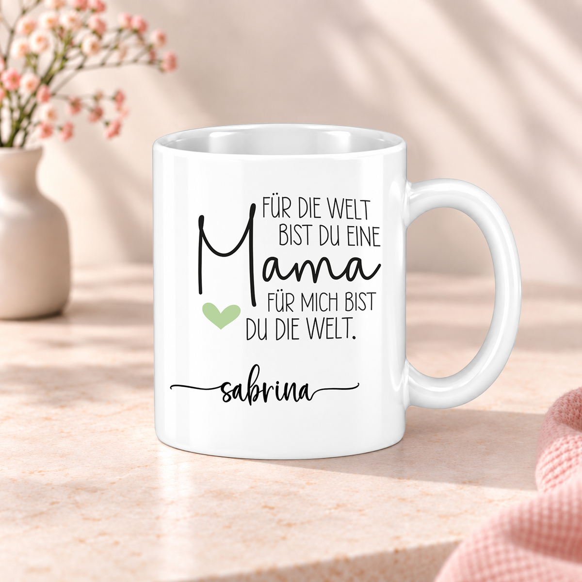 Keramik Tasse mit Name | Mama, für mich bist du die Welt