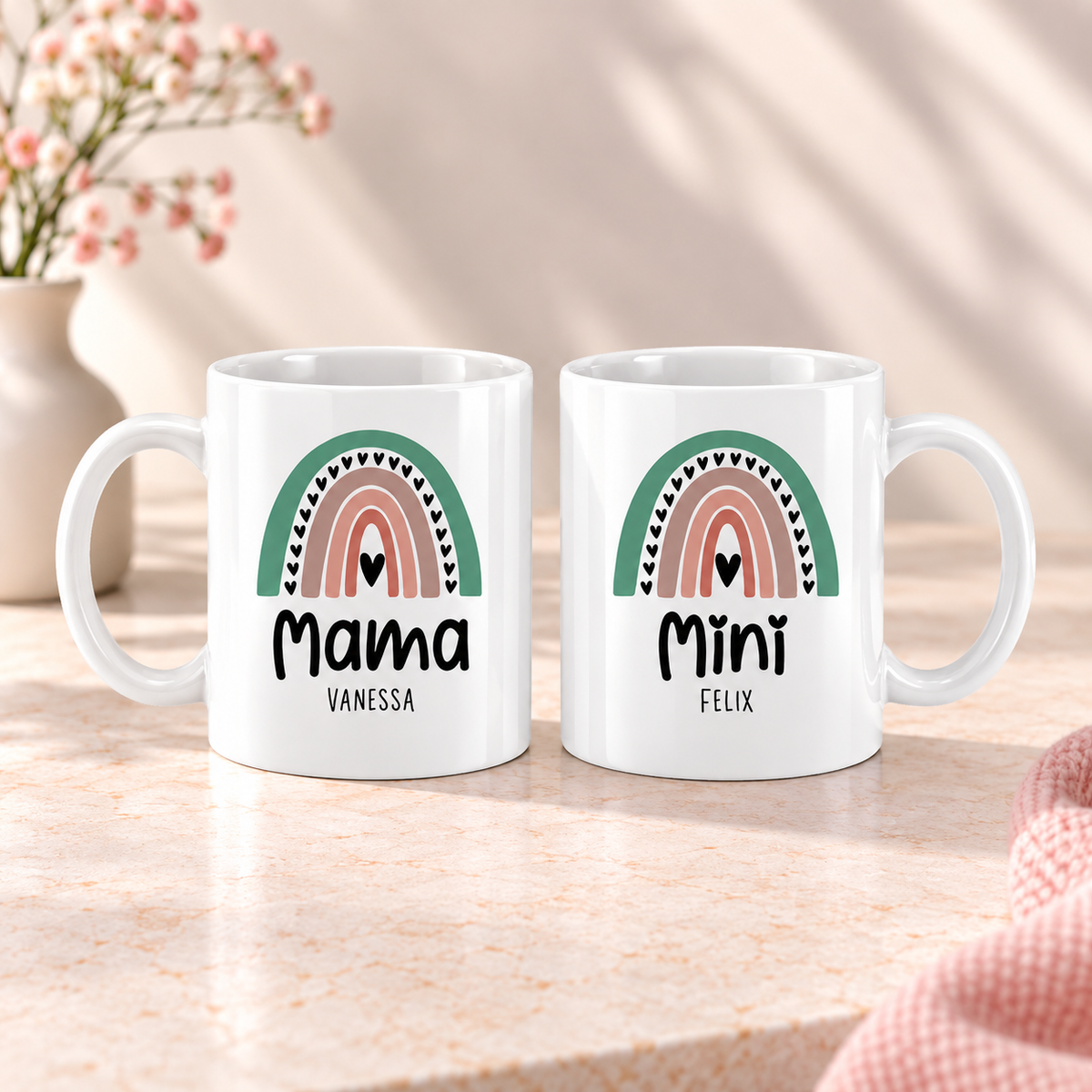 Keramik Tassen-Set mit Name | Mama + Mini