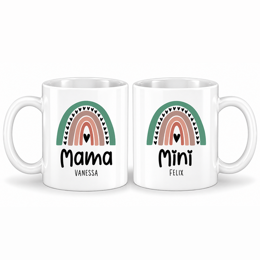 Keramik Tassen-Set mit Name | Mama + Mini