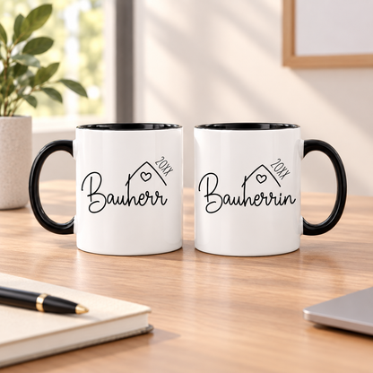 Keramik Tassen-Set oder einzeln mit Jahreszahl | Bauherr + Bauherrin 1