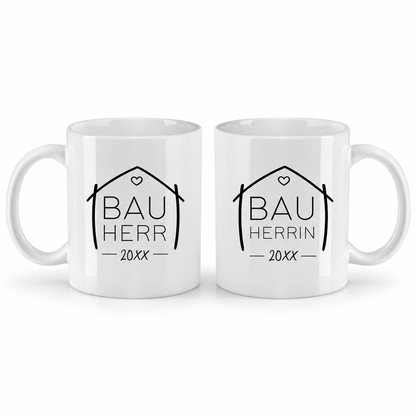 Keramik Tassen-Set oder einzeln mit Jahreszahl | Bauherr + Bauherrin 2