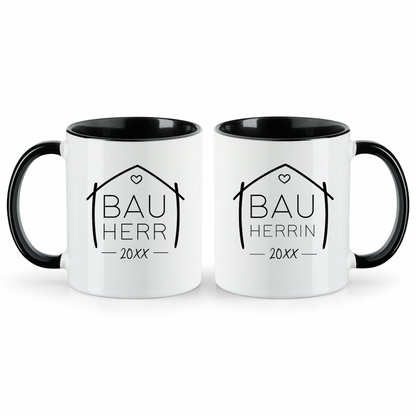 Keramik Tassen-Set oder einzeln mit Jahreszahl | Bauherr + Bauherrin 2