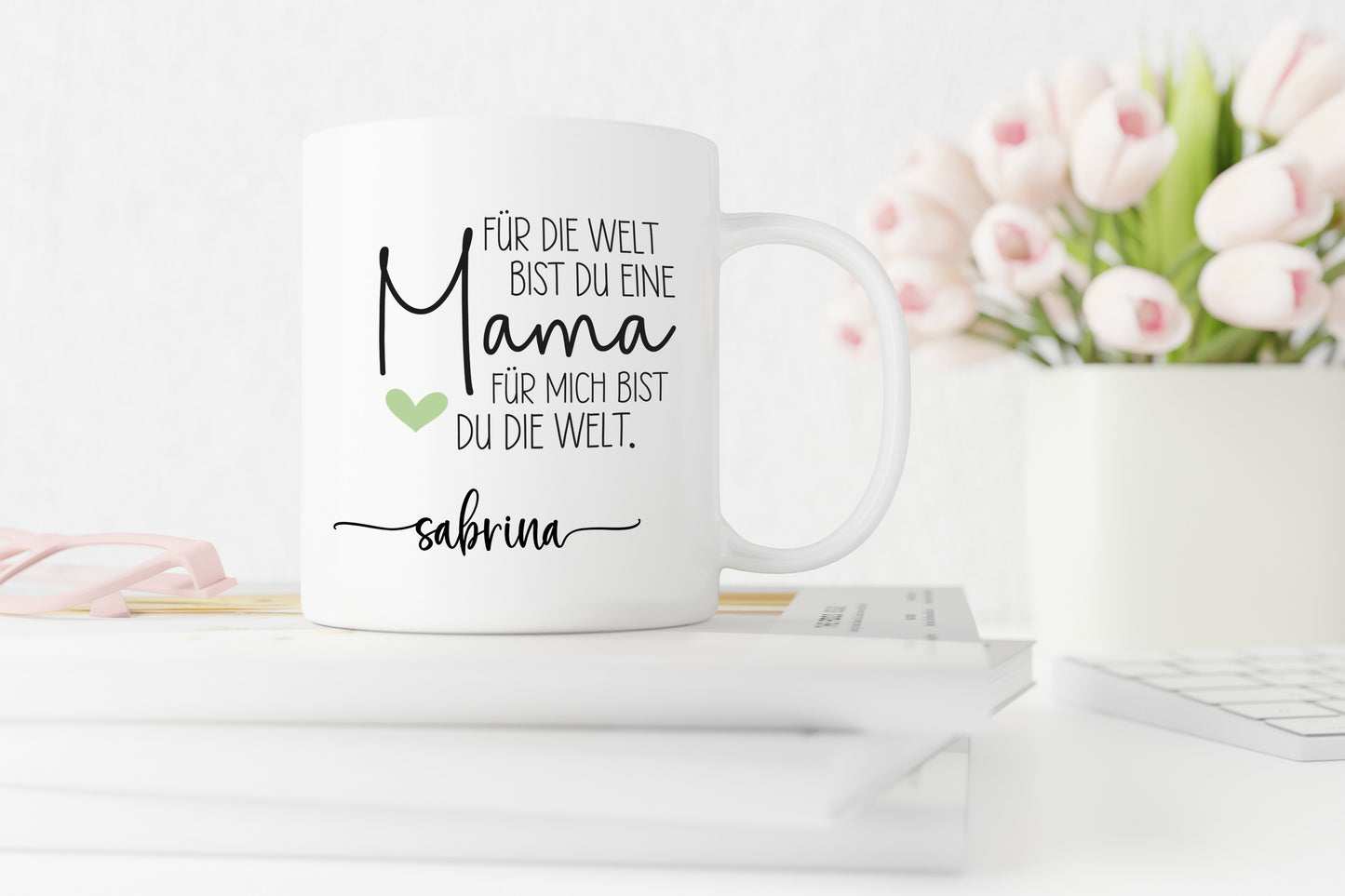 Keramik Tasse mit Name | Mama, für mich bist du die Welt - verschenkich.de