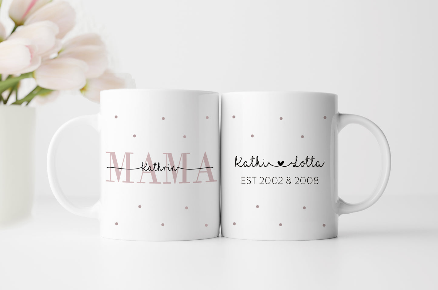 Keramik Tasse mit Namen + Kinder Geburtsjahr | Mama - verschenkich.de