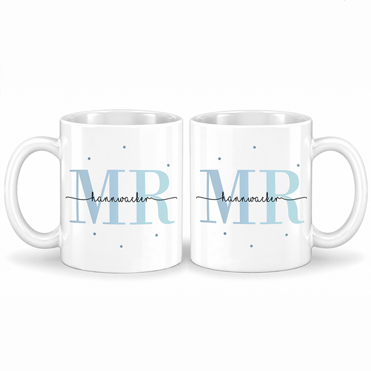 Keramik Tassen-Set mit Namen + Datum | Mr + Mr
