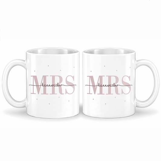 Keramik Tassen-Set mit Namen + Datum | Mrs + Mrs