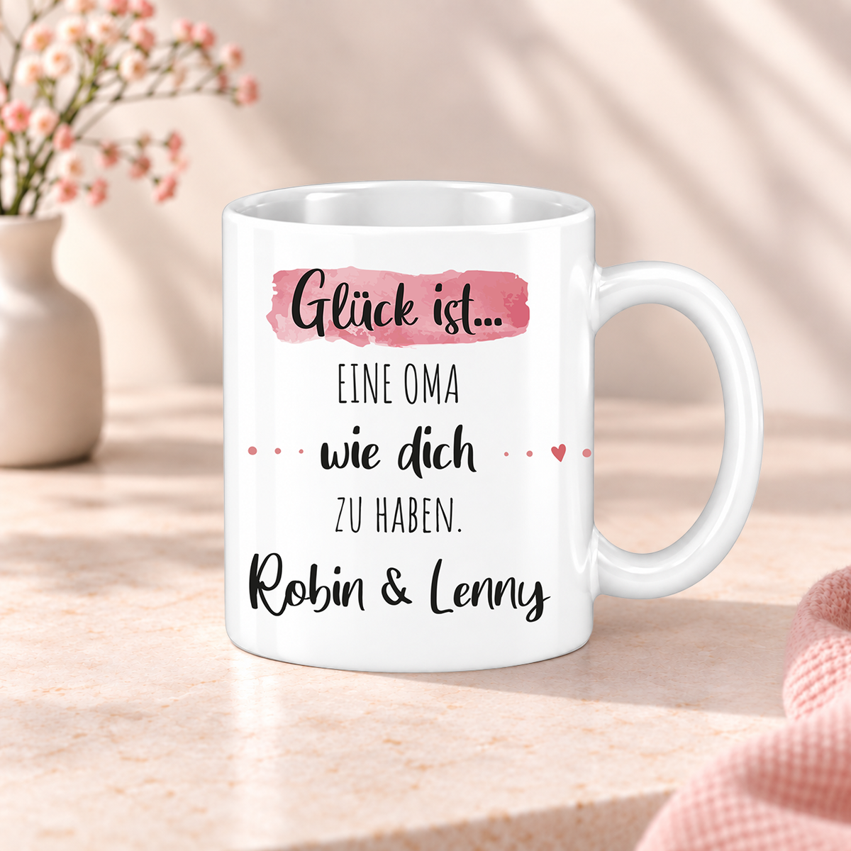 Keramik Tasse mit Namen | Glück ist eine Oma wie dich zu haben