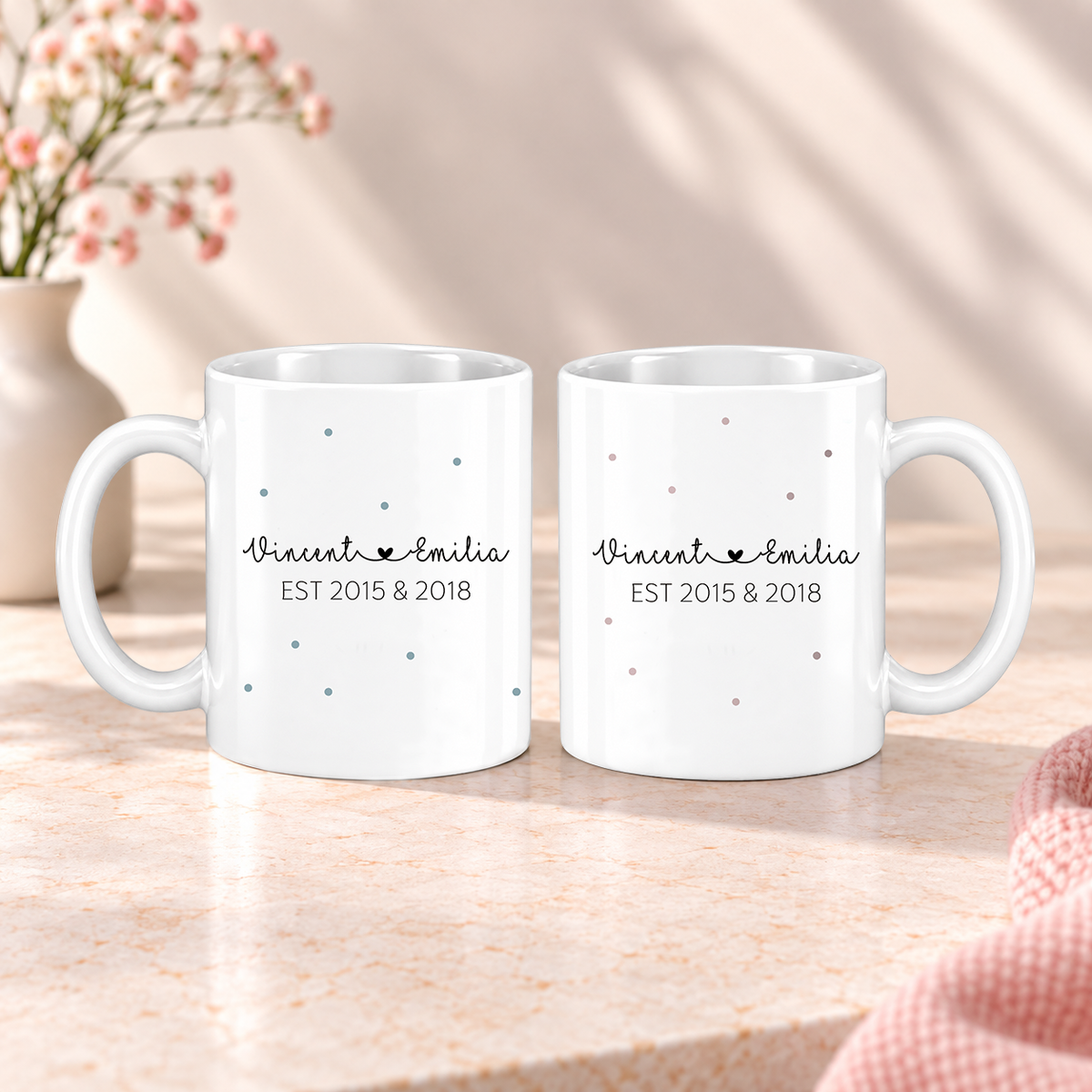 Keramik Tassen-Set mit Namen + Enkel Geburtsjahr | Oma + Opa