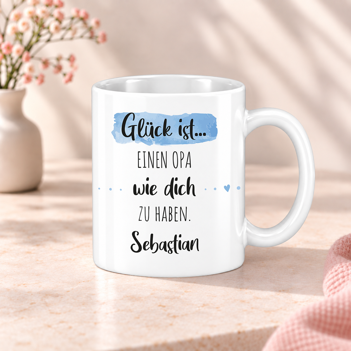 Keramik Tasse mit Namen | Glück ist einen Opa wie dich zu haben
