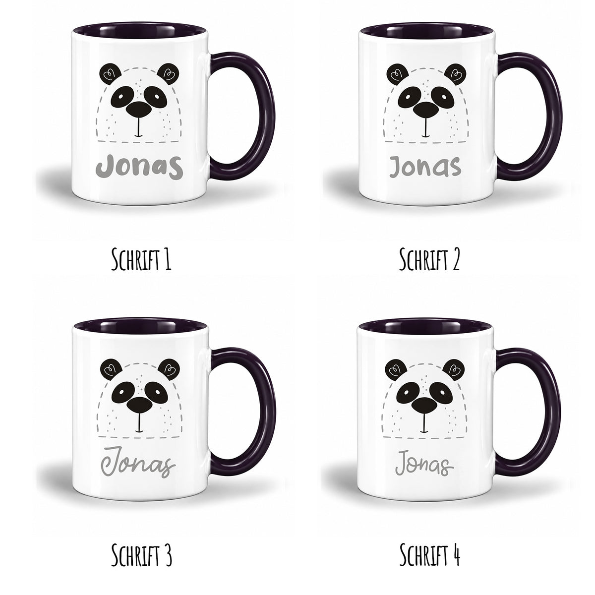 Keramik Tasse mit Name | Panda