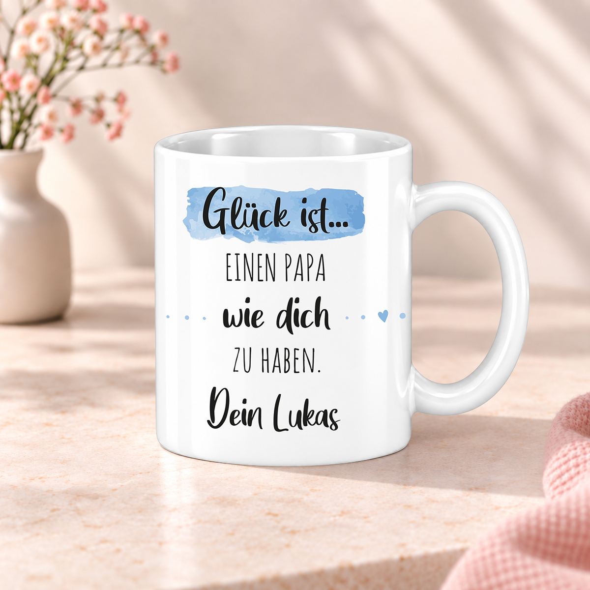 Keramik Tasse mit Namen | Glück ist einen Papa wie dich zu haben