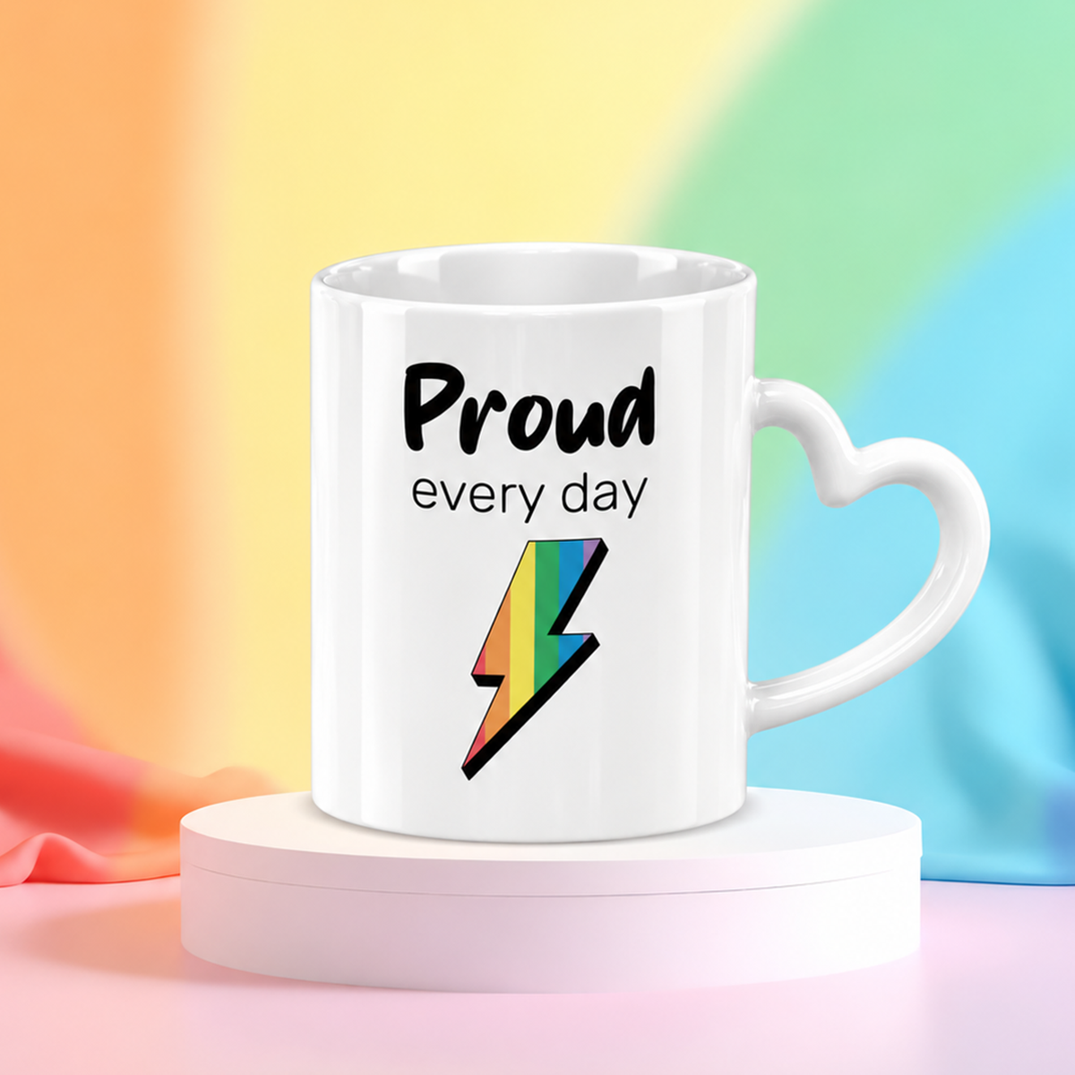 Keramik Herzhenkel Tasse | Proud every day