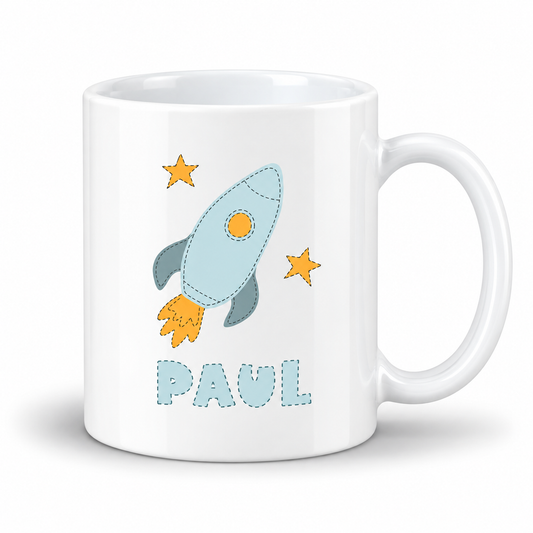 Keramik Tasse mit Namen | Rakete