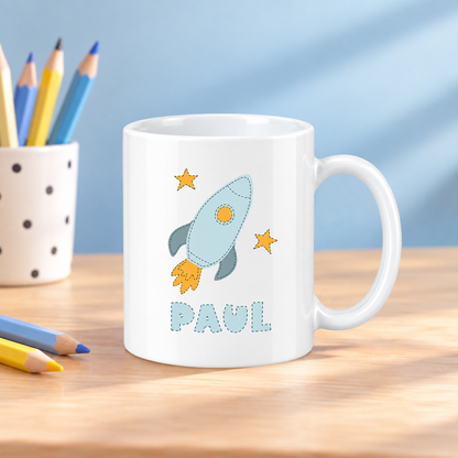 Keramik Tasse mit Namen | Rakete