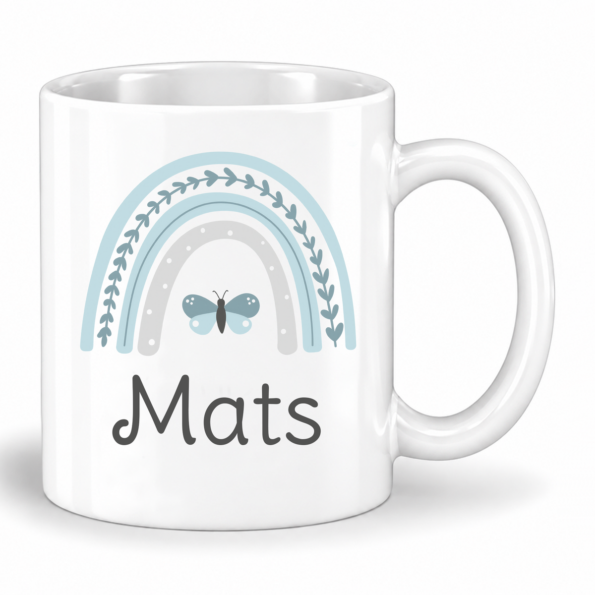 Keramik Tasse mit Namen | Regenbogen mint