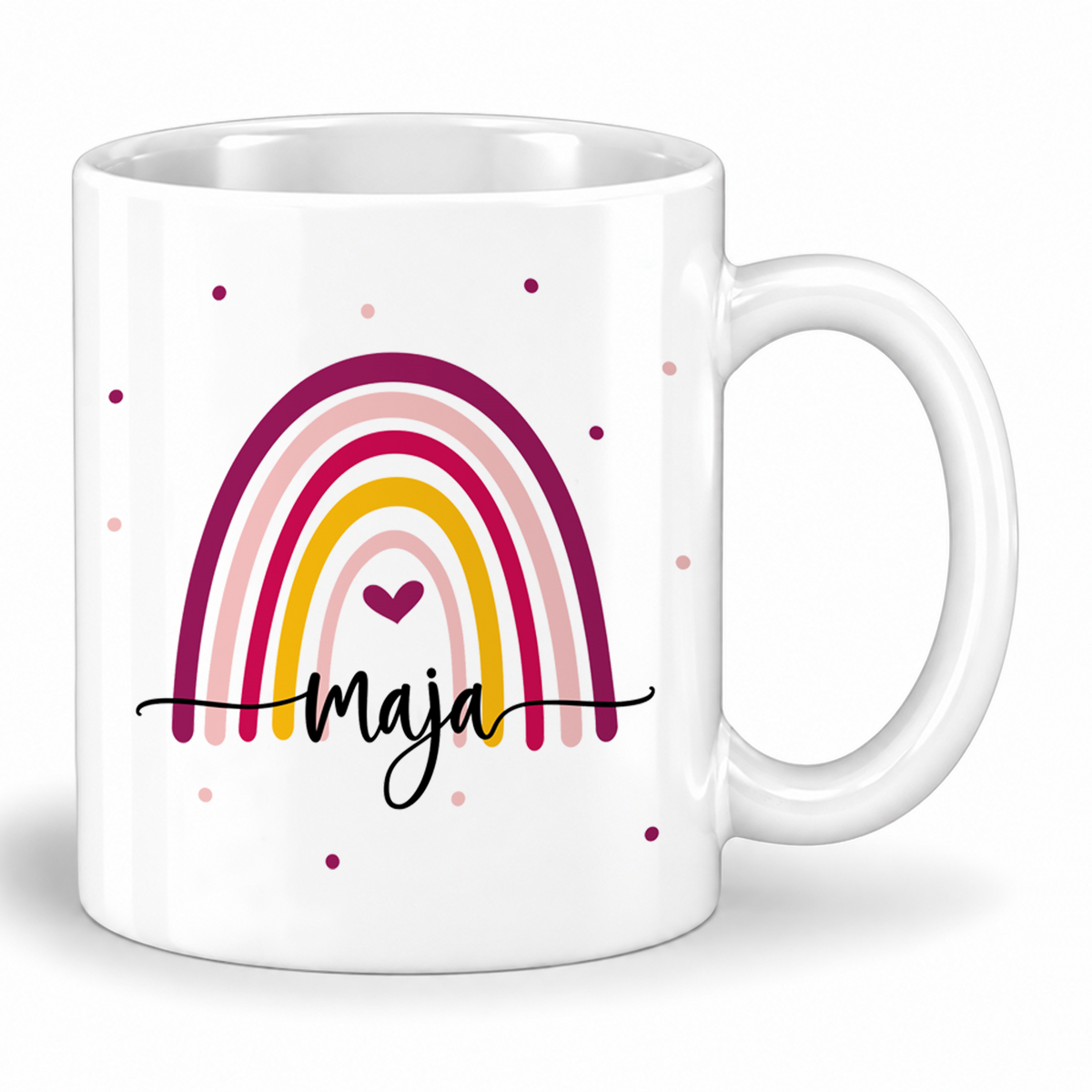 Keramik Tasse mit Namen | Regenbogen bunt