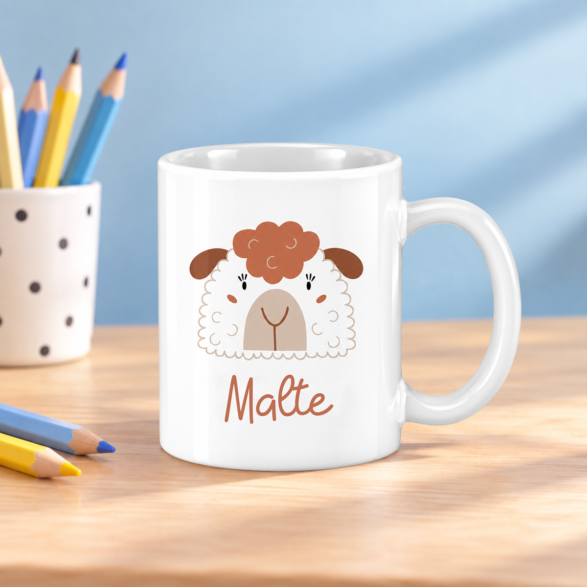 Keramik Tasse mit Name | Schaf