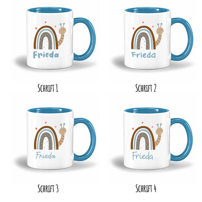 Keramik Tasse mit Name | Schnecke